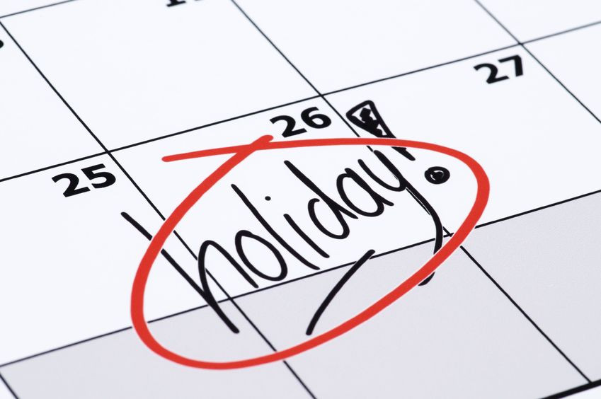 List of Holidays for 2016